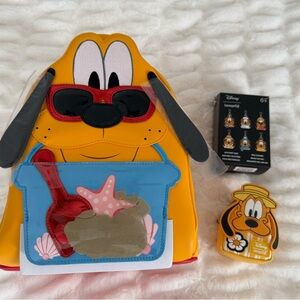 Disney Pluto Loungefly Mini Backpack with Bag Charm NWT